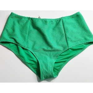 Aerie • NWT Green Jacquard Women's Swimwear High Waisted Bottom